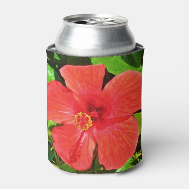 Tropical Hibiscus Flower Can Cooler (Can Front)