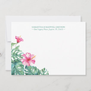 Tropical Hibiscus Flower Personalised Stationery Card
