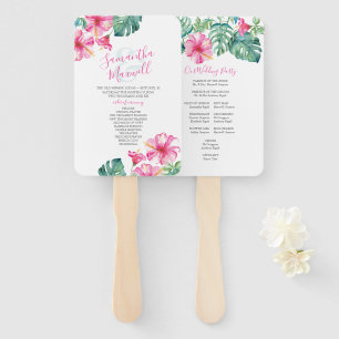 Tropical Hibiscus Flower Wedding Program Fan