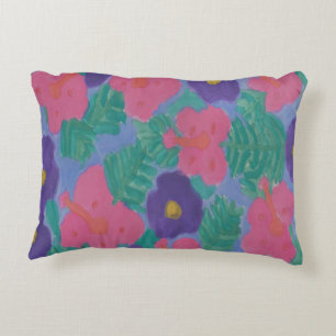 Tropical Hibiscus Flowers Decorative Cushion