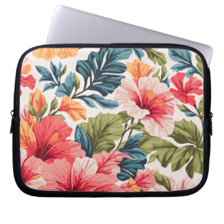 Tropical Hibiscus Flowers Elegance  Laptop Sleeve
