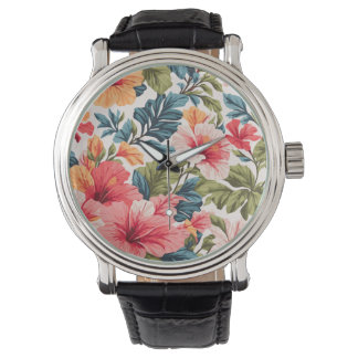 Tropical Hibiscus Flowers Elegance  Watch