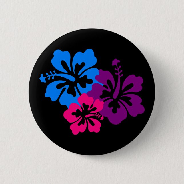Tropical Hibiscus Flowers in Bright Colours 6 Cm Round Badge (Front)