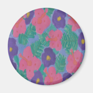Tropical Hibiscus Flowers Magnet