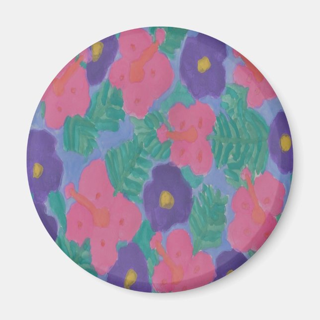 Tropical Hibiscus Flowers Magnet (Front)