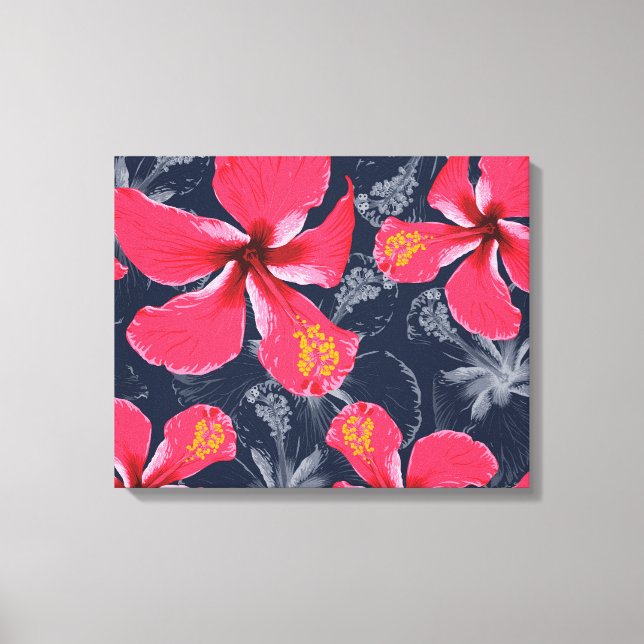 Tropical Hibiscus Flowers Summer Design Canvas Print (Front)