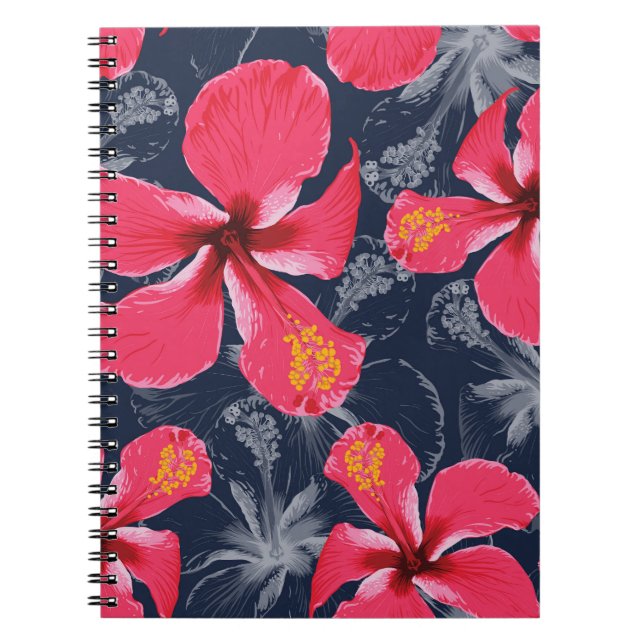 Tropical Hibiscus Flowers Summer Design Notebook (Front)