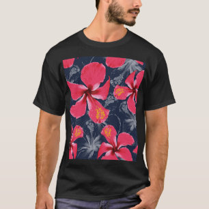 Tropical Hibiscus Flowers Summer Design T-Shirt