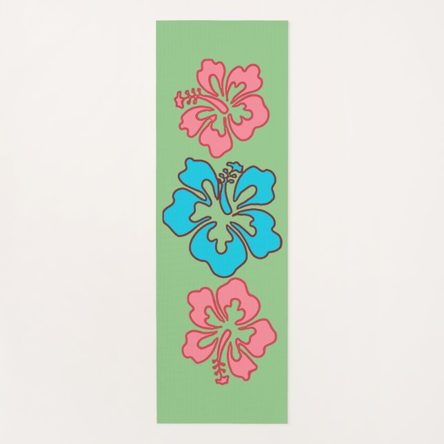 Tropical Hibiscus Flowers Yoga Mat (Front)
