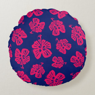 Tropical hibiscus for a bit of paradise at home round cushion
