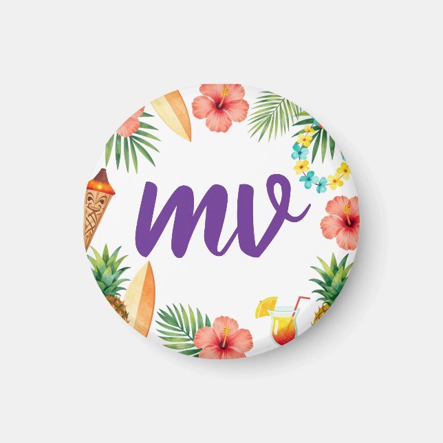 Tropical Hibiscus Frame Aloha Vibes Magnet (Front)