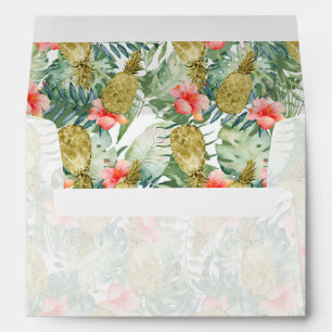 Tropical Hibiscus Gold Pineapples Floral Envelope