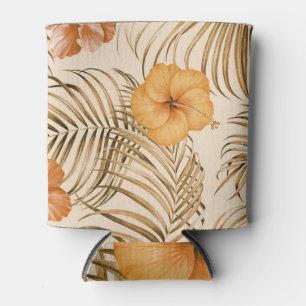 Tropical Hibiscus: Hand Drawn Pattern. Can Cooler