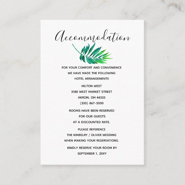 Tropical Hibiscus Hawaiian Beach Wedding Enclosure Card (Front)
