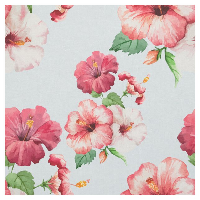 Tropical Hibiscus Hawaiian Floral Customisable Fabric (Swatch)