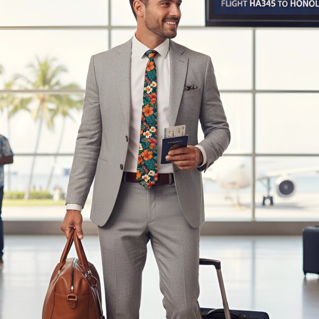 Tropical hibiscus Hawaiian Floral Two-Sided Tie (Creator Uploaded)