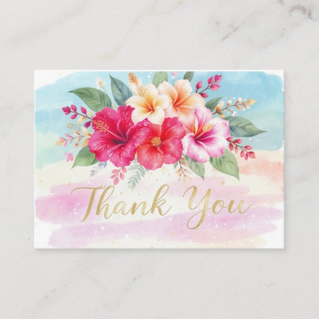 Tropical Hibiscus Hawaiian Thank You Card (Front)