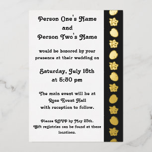 Tropical Hibiscus in Black Foil Invitation