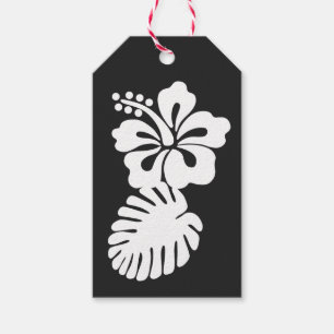 Tropical Hibiscus in Black Gift Tag
