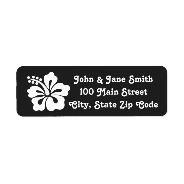 Tropical Hibiscus in Black Return Address Label (Front)
