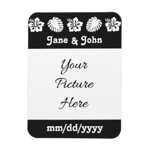 Tropical Hibiscus in Black Save-the-Date Magnet