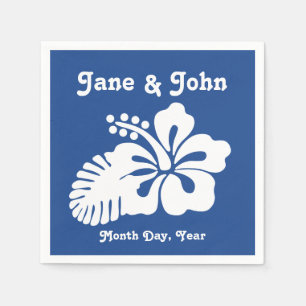 Tropical Hibiscus in Blue Napkins