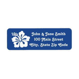 Tropical Hibiscus in Blue Return Address Label