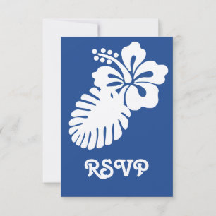 Tropical Hibiscus in Blue RSVP Card
