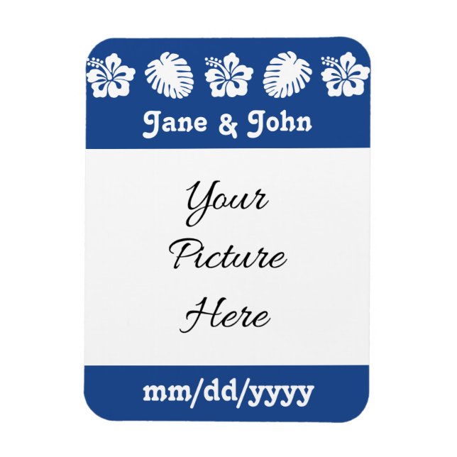 Tropical Hibiscus in Blue Save-the-Date Magnet (Vertical)