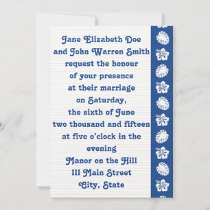 Tropical Hibiscus in Blue Wedding Invitation