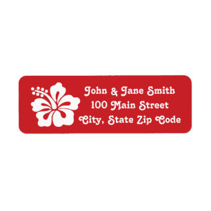 Tropical Hibiscus in Cherry Return Address Label