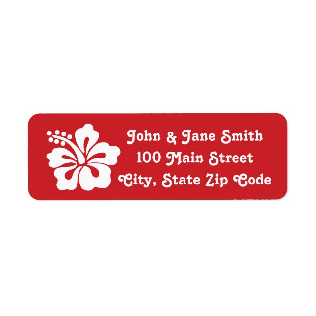 Tropical Hibiscus in Cherry Return Address Label (Front)