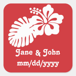 Tropical Hibiscus in Cherry Sticker