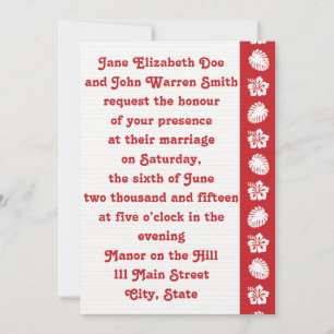 Tropical Hibiscus in Cherry Wedding Invitation