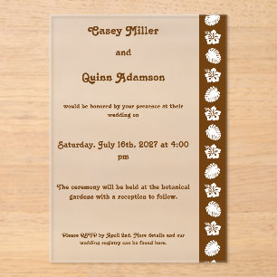 Tropical Hibiscus in Chocolate Acrylic Wedding  Invitations