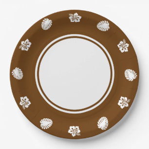 Tropical Hibiscus in Chocolate Paper Plate