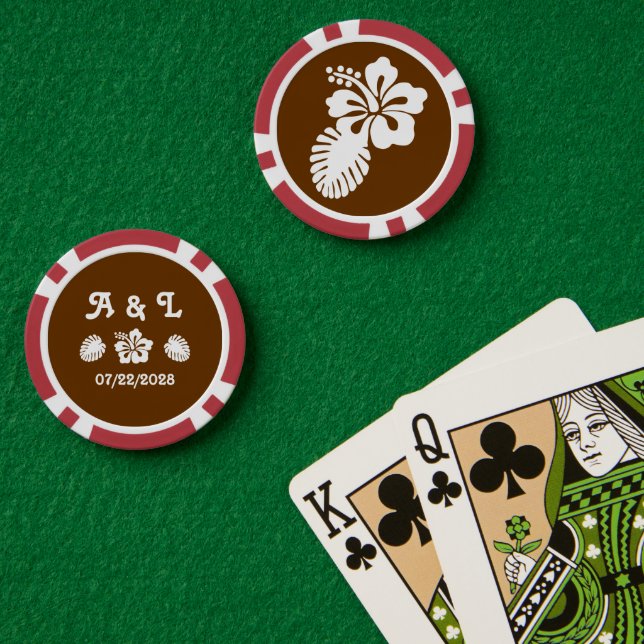 Tropical Hibiscus in Chocolate Poker Chips (Poker Table (Double))