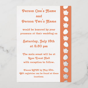 Tropical Hibiscus in Coral Foil Invitation