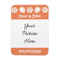 Tropical Hibiscus in Coral Save-the-Date Magnet