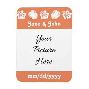 Tropical Hibiscus in Coral Save-the-Date Magnet