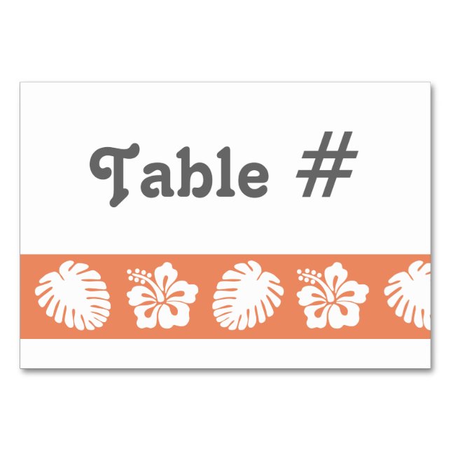 Tropical Hibiscus in Coral Table Card (Front)