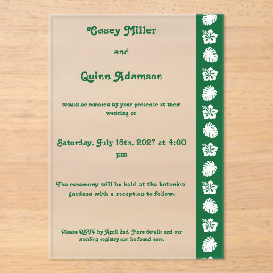 Tropical Hibiscus in Green Acrylic Wedding  Invitations