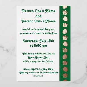 Tropical Hibiscus in Green Foil Invitation