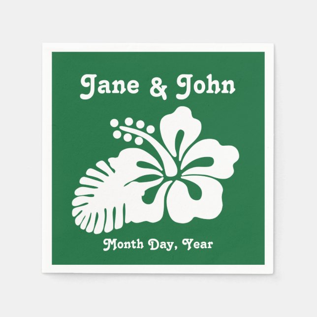 Tropical Hibiscus in Green Napkins (Front)