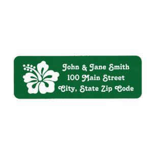 Tropical Hibiscus in Green Return Address Label