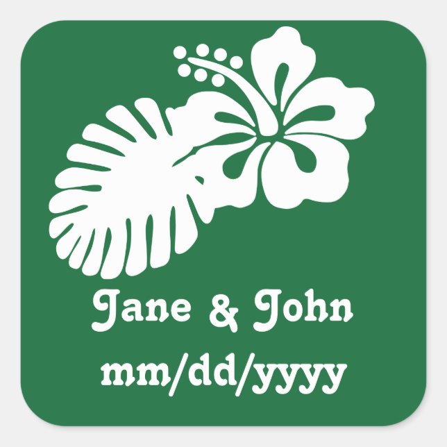 Tropical Hibiscus in Green Sticker (Front)