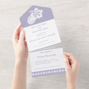 Tropical Hibiscus in Lavender All In One Invitation