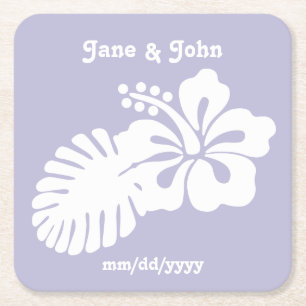 Tropical Hibiscus in Lavender Paper Coaster