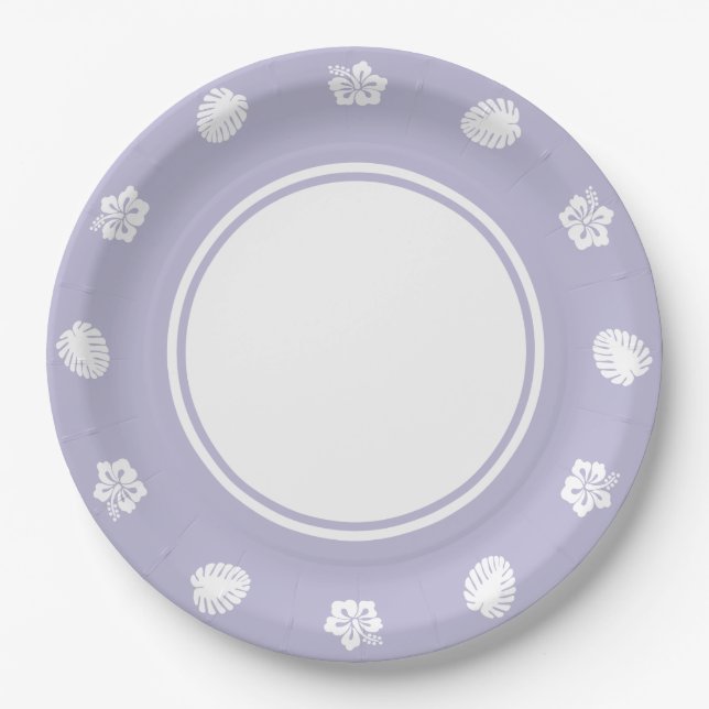 Tropical Hibiscus in Lavender Paper Plate (Front)