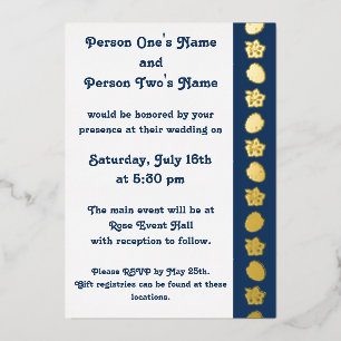 Tropical Hibiscus in Navy Foil Invitation
